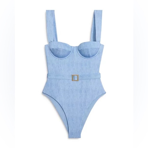 WEWOREWHAT  Vintage Danielle Belted Underwire One Piece Swimsuit MEDIUM - Picture 6 of 7